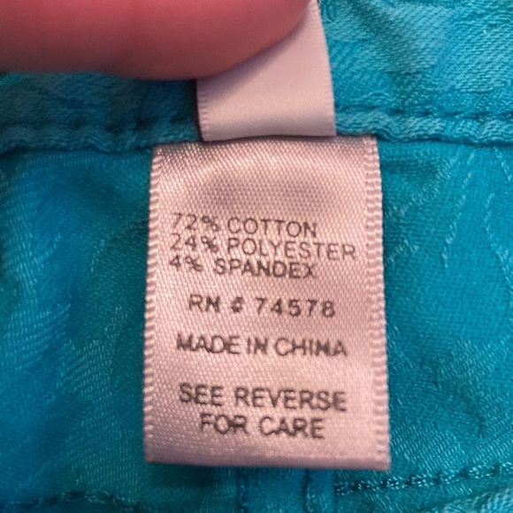 CACHE Turquoise Textured Printed Skinny Ankle Pants - Picture 9 of 9